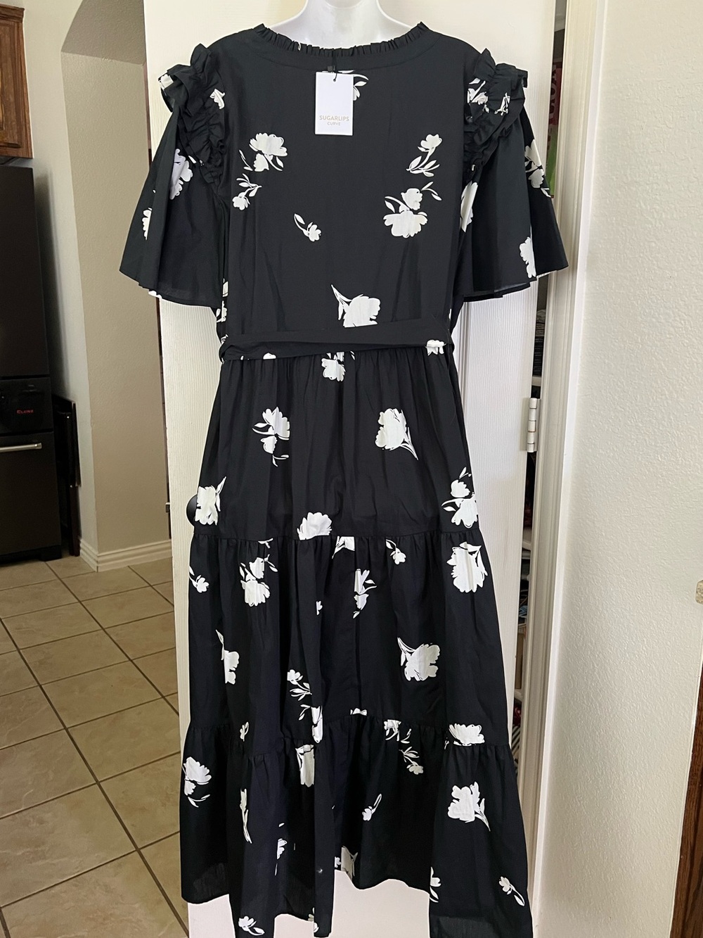 NWT Sugarlips Fleur Noir Escondido Tiered Shift Midi Dress Curve 2X - Picture 10 of 15